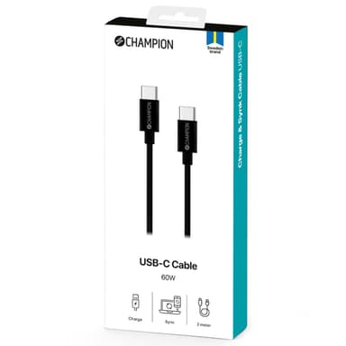 Champion USB-C Kabel 60W 2m Svart
