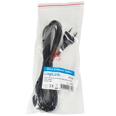 Apparatkabel Euro - C7 Svart 3m