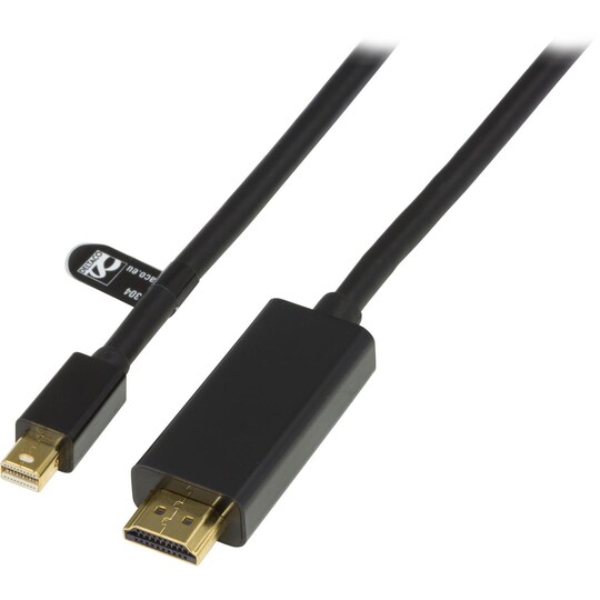 DELTACO mini DisplayPort till HDMI kabel med ljud, Full HD i 60Hz, 1m,