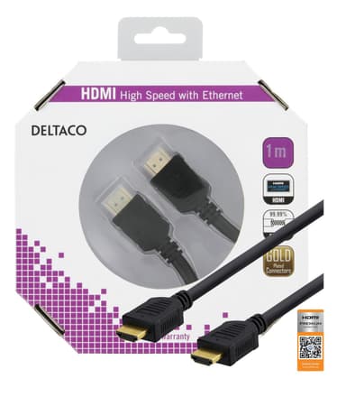 DELTACO HDMI kabel, Premium High Speed HDMI with Ethernet, 4K, U