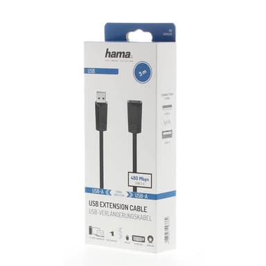 HAMA Kabel USB 2.0-förlängning 480 Mbit/s 3,0m Svart