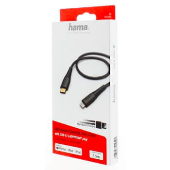 HAMA Laddkabel USB-C till Lightning 1,5m Svart