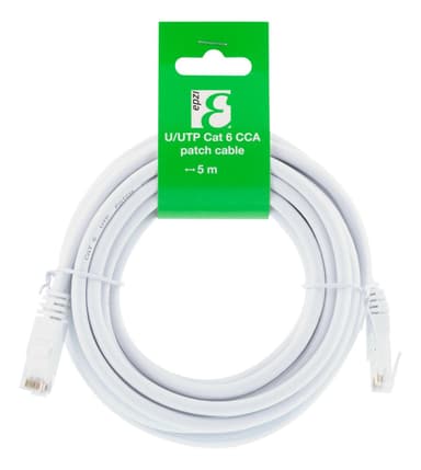 epzi U/UTP Cat6 patch cable, CCA, 5m, 250MHz, white