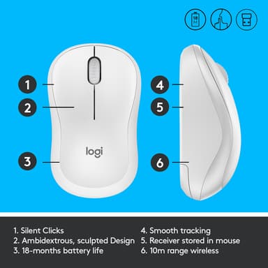 Logitech M220 Silent trådlös mus (vit)
