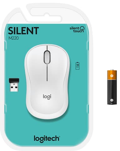 Logitech M220 Silent trådlös mus (vit)