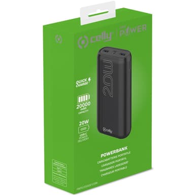 Celly PowerBank PD 20W 20.000 mAh Svart