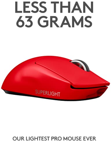 Logitech G Pro X Superlight trådlös gamingmus (röd)