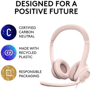 Logitech H390 USB-hörlurar (rosa)