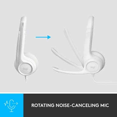 Logitech H390 USB-hörlurar (vit)