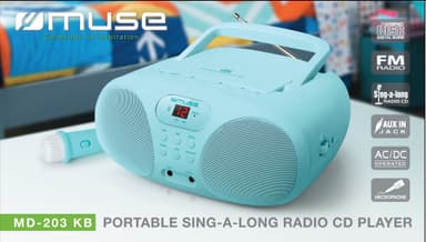 MD-203 KB Radio player FM with CD Aux Mic. Turquis