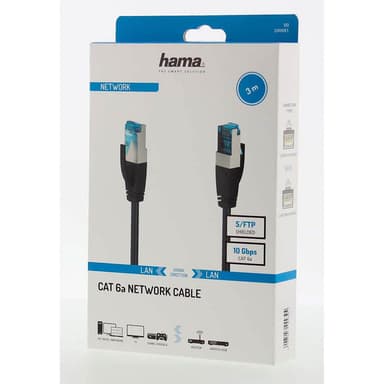 Nätverkskabel CAT6a S/FTP 3.0m Svart