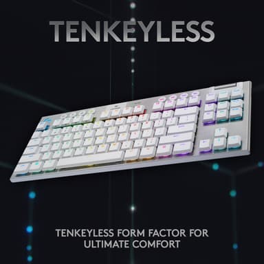 Logitech G915 Lightspeed Tenkeyless trådlöst tangentbord för gaming (vit)