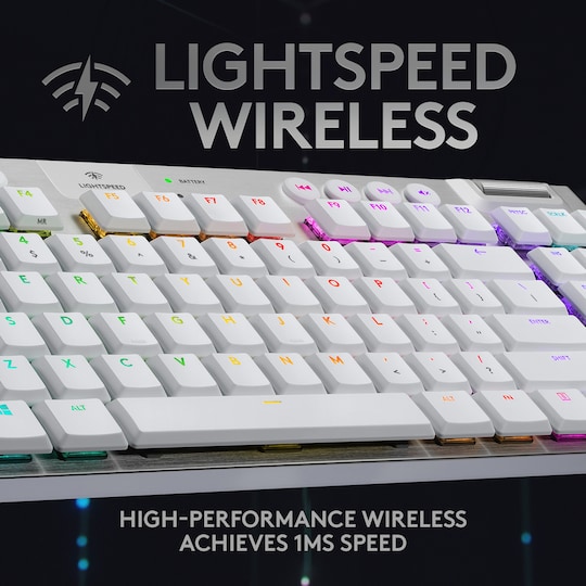Logitech G915 Lightspeed Tenkeyless trådlöst tangentbord för gaming (vit)
