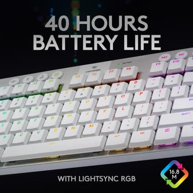 Logitech G915 Lightspeed Tenkeyless trådlöst tangentbord för gaming (vit)