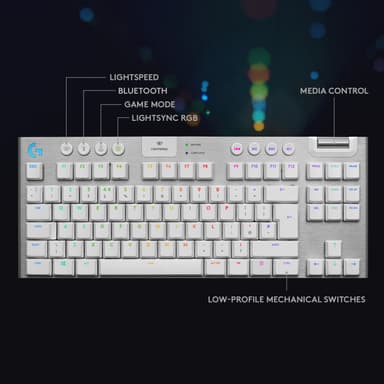 Logitech G915 Lightspeed Tenkeyless trådlöst tangentbord för gaming (vit)