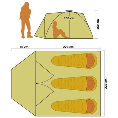 vidaXL Pop-up campingtält 3 personer gul