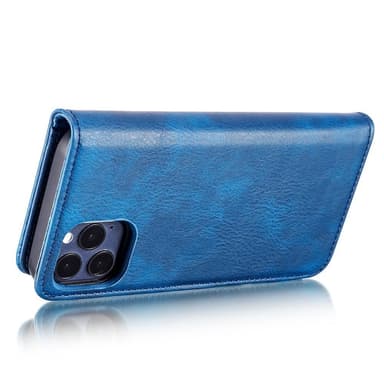 DG.MING iPhone 13 Pro Split Läder Plånboksfodral - Blå
