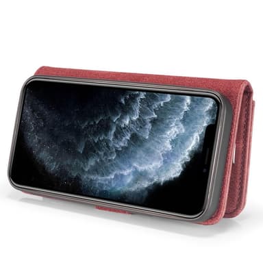 DG.MING iPhone 13 Pro Split Läder Plånboksfodral - Röd