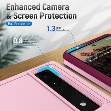 Google Pixel 6A Hybrid skal med Finger Ring & Metall Plåt - Rosa