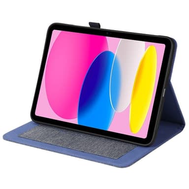 Apple iPad 10.9 2022 Vikbart fodral korthållare Tygtextur - Blå