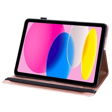 Apple iPad 10.9 2022 Vikbart fodral korthållare Blommor - Rose Gold