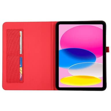Apple iPad 10.9 2022 Vikbart fodral korthållare Tygtextur - Röd