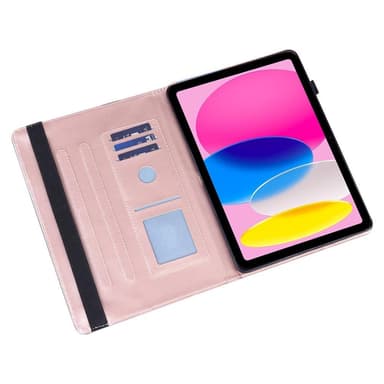 Apple iPad 10.9 2022 Vikbart fodral korthållare Blommor - Rose Gold