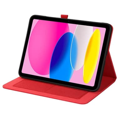 Apple iPad 10.9 2022 Vikbart fodral korthållare Tygtextur - Röd