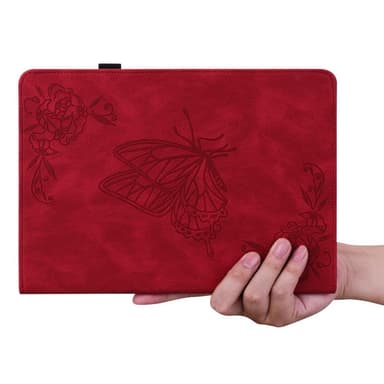 Apple iPad 10.9 2022 Vikbart fodral korthållare Fjäril - Röd