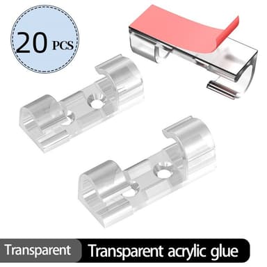 Självhäftande kabelhållare 20-pack Transparent L