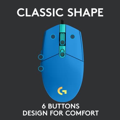 Logitech G203 Lightsync USB Bluetooth gamingmus (blå)