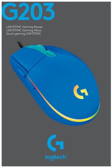 Logitech G203 Lightsync USB Bluetooth gamingmus (blå)