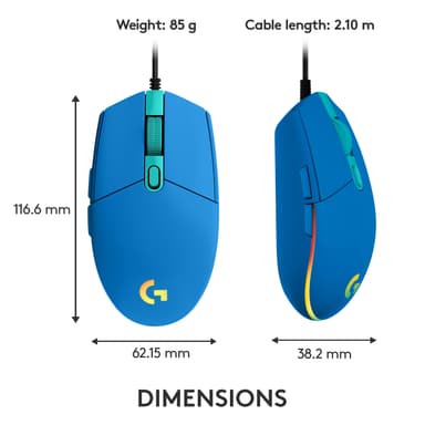 Logitech G203 Lightsync USB Bluetooth gamingmus (blå)