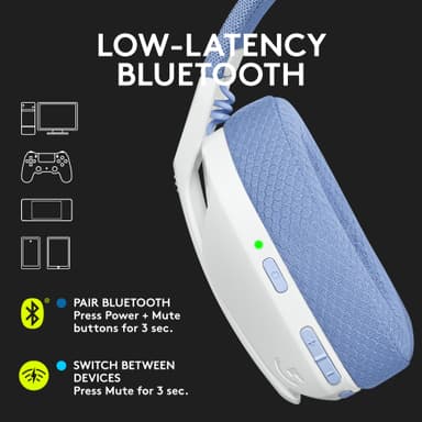 Logitech G435 hörlurar för gaming (vita)
