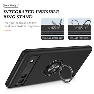 Till Pixel 6A Hybrid skal med Finger Ring - Svart