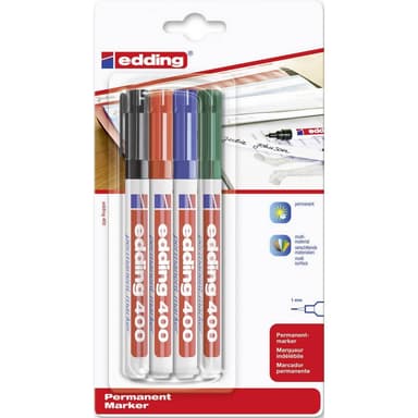 Edding Permanent bläckpenna edding 400 Blå, Grön, Röd,
