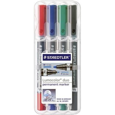 Staedtler Permanent bläckpenna Lumocolor duo Röd, Blå,