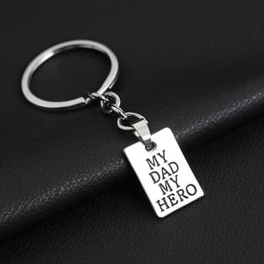 Nyckelring ""My dad my hero"" Silver
