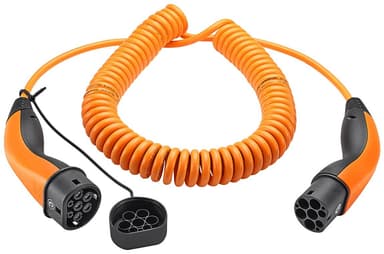 Spiral laddkabel Typ 2, upp till 11 kW, m, Orange