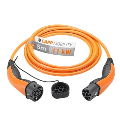 Laddkabel Typ 2, upp till 11 kW, 5 m, Orange