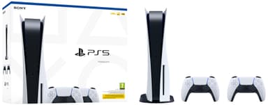 PlayStation 5 + 2x DualSense-kontroller (paket)
