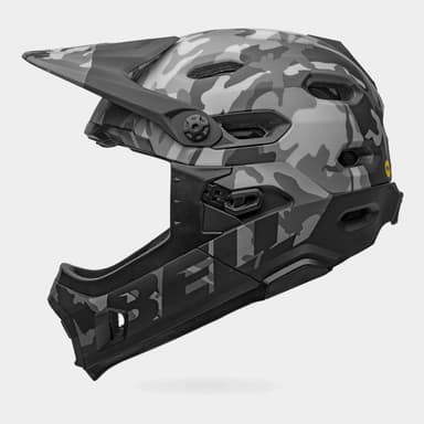 Bell Super DH Spherical MIPS Matte/Gloss Black Camo, Cykelhjälm Grå Large
