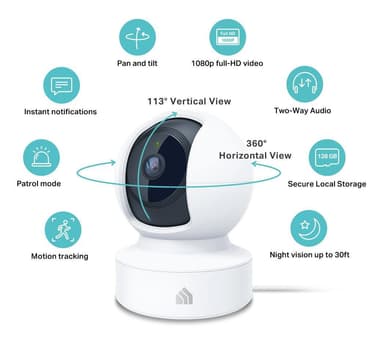 TP-Link Kasa Spot Pan Tilt, 24/7 Rec, 1080p, 2.4 GHz, H360º V113º