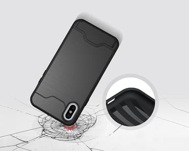 iPhone X/XS | Armor skal | Korthållare - Svart