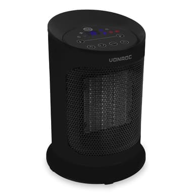 VONROC Elektrisk värmefläkt – 1200W/1800W – keramisk – Roterationsfunktion | Inkl. Fjärrkontroll