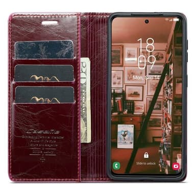 CaseMe mobilplånbok 3-kort Samsung Galaxy S23 - Vinröd