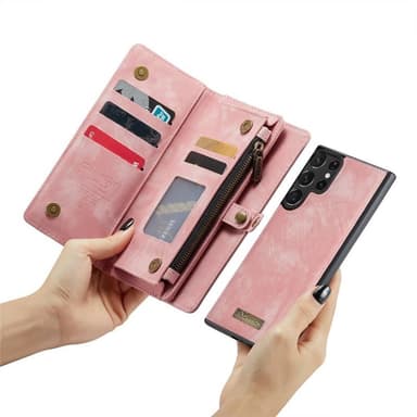 Multiplånbok CaseMe 11-kort Samsung Galaxy S23 Ultra - Rosa