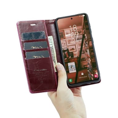 CaseMe mobilplånbok 3-kort Samsung Galaxy S23 Plus - Vinröd