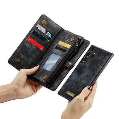Multiplånbok CaseMe 11-kort Samsung Galaxy S23 Ultra - Svart/Grå