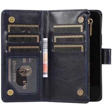 Dubbelflip Zipper 9-kort Samsung Galaxy S23 Ultra - Blå